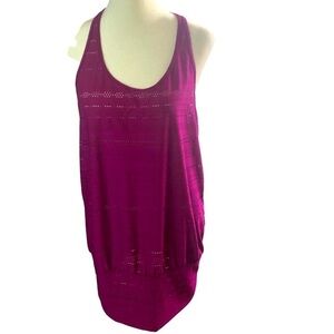 Prana Breathe Outer Layer Racerback Tank Top Women XL Magenta Perforated Air